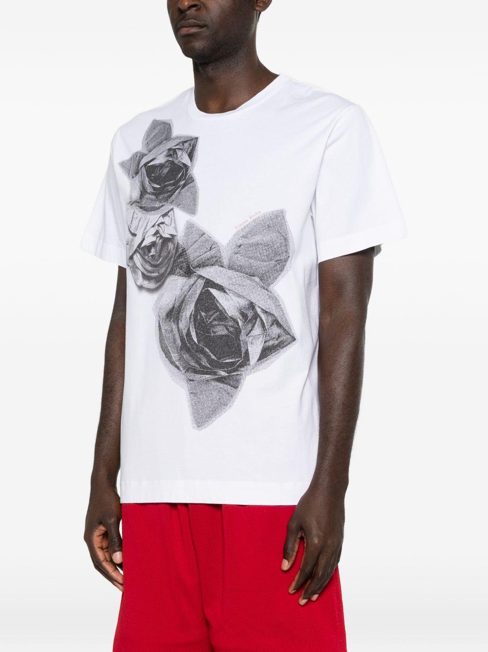 T-shirt con stampa floreale in bianco Simone rocha - uomo 
