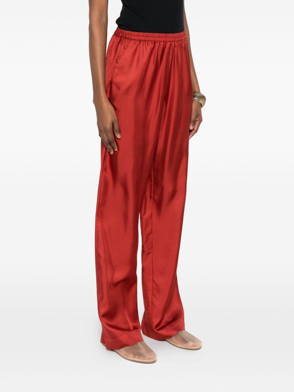 Pantaloni Alera con vita elasticizzata in rosso Loulou de saison - donna 