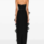 Abito lungo senza spalline con ruches in nero Viktor&rolf - donna 
