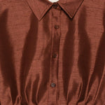 Camicia con vita a pieghe e finitura satinata in marrone Shushu/tong - donna 