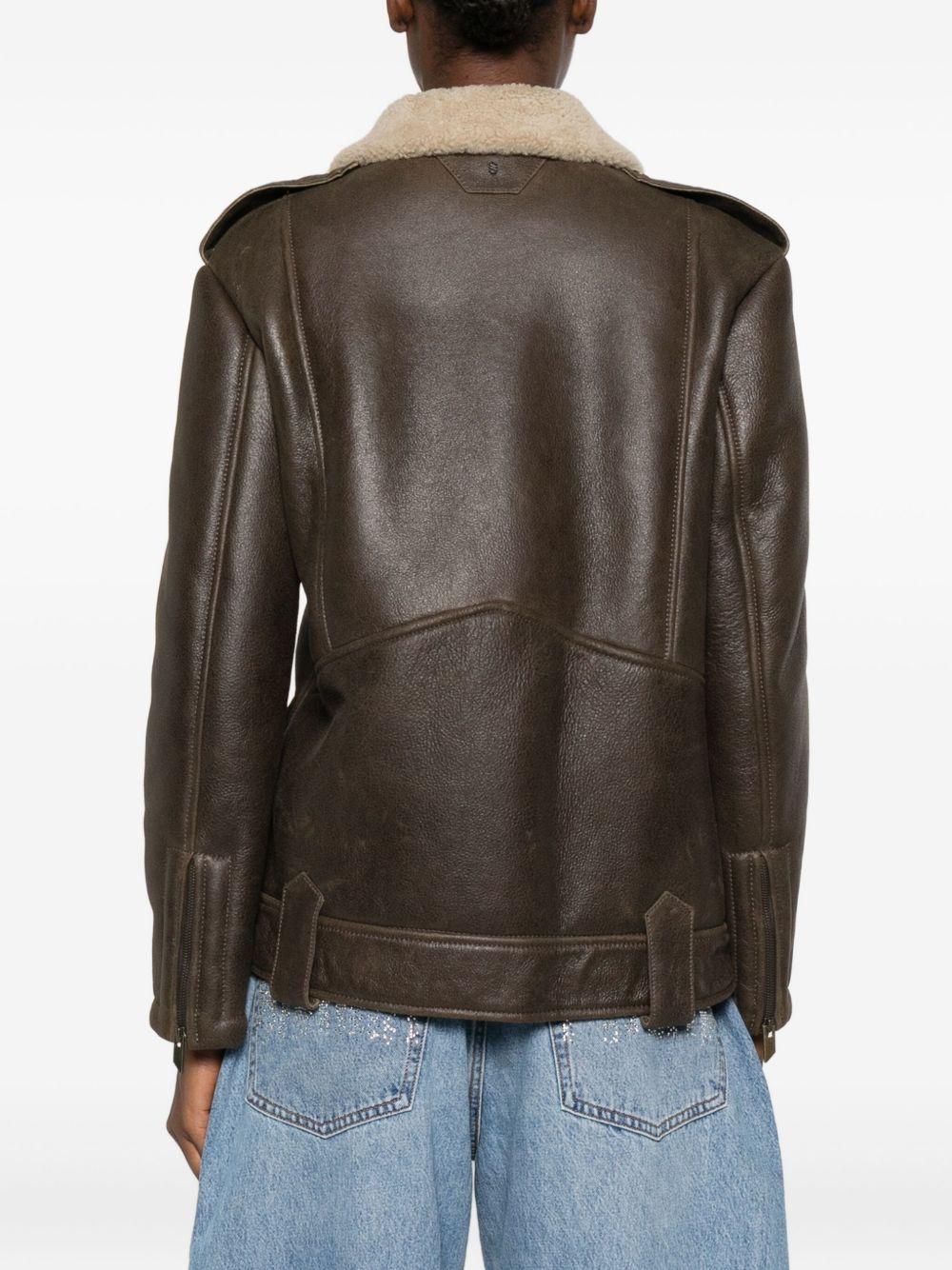Giacca in pelle con zip in marrone Salvatore santoro - donna 