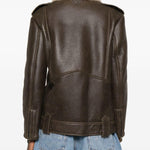Giacca in pelle con zip in marrone Salvatore santoro - donna 