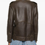 Giacca in pelle con zip in marrone Salvatore santoro - donna 