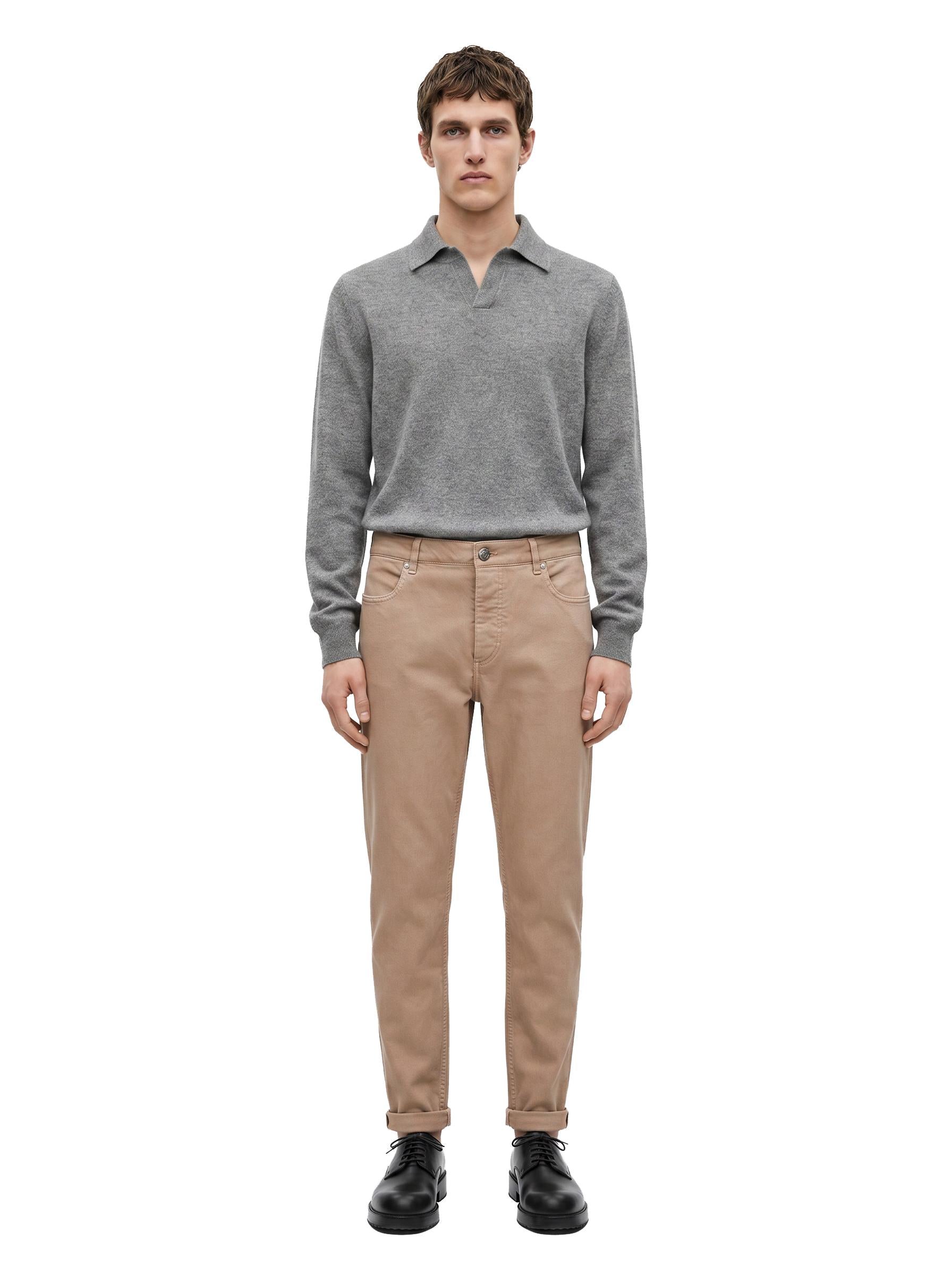 Jeans slim in denim in beige 