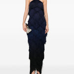 Abito lungo con frange in blu Bless - donna 
