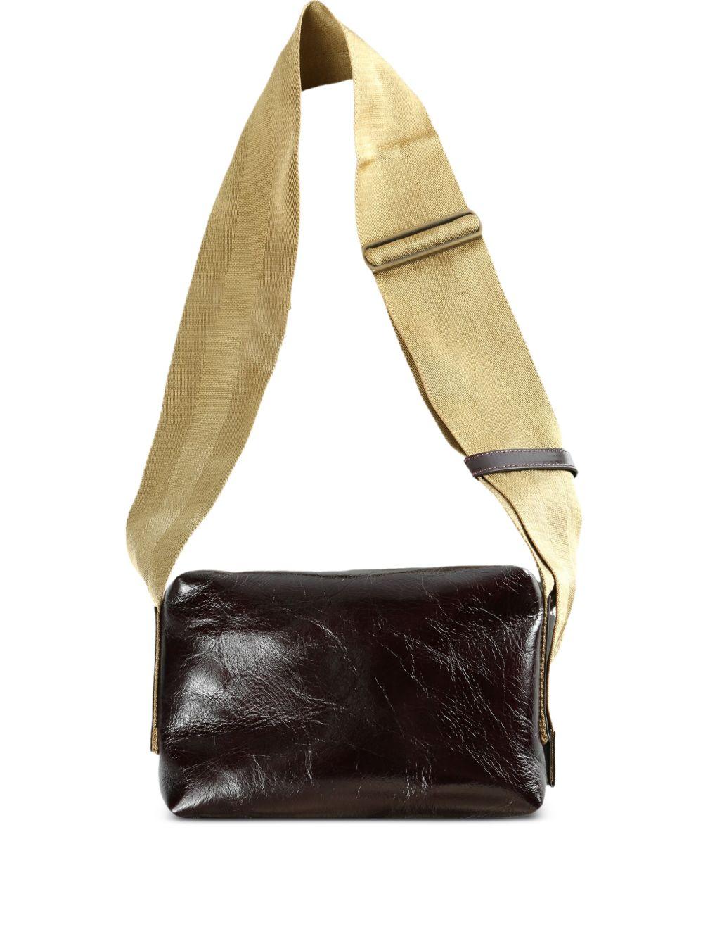 Borsa a spalla in pelle lucida in bordeaux Uma Wang - donna 