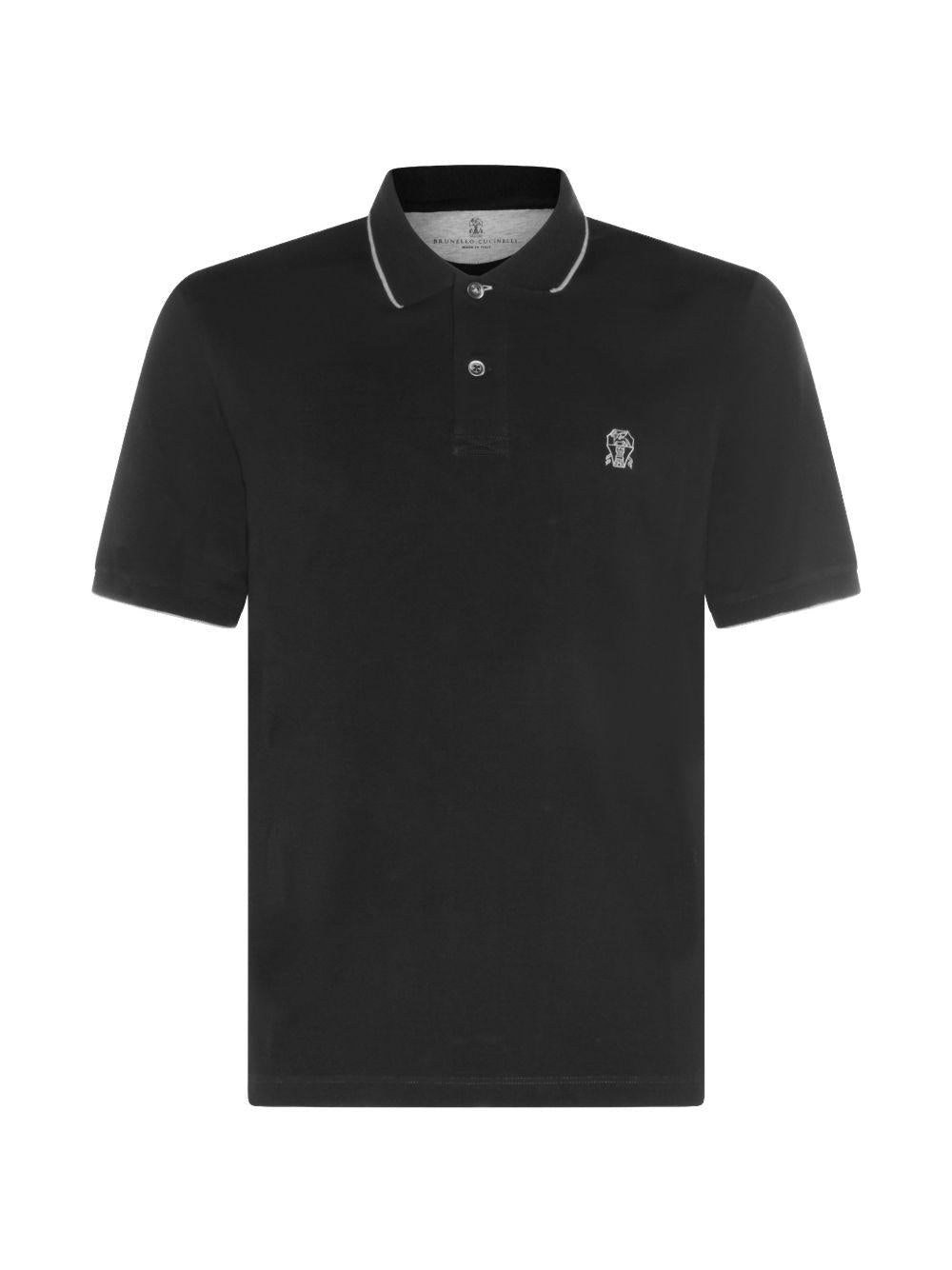 Polo con logo in nero Brunello cucinelli - uomo 