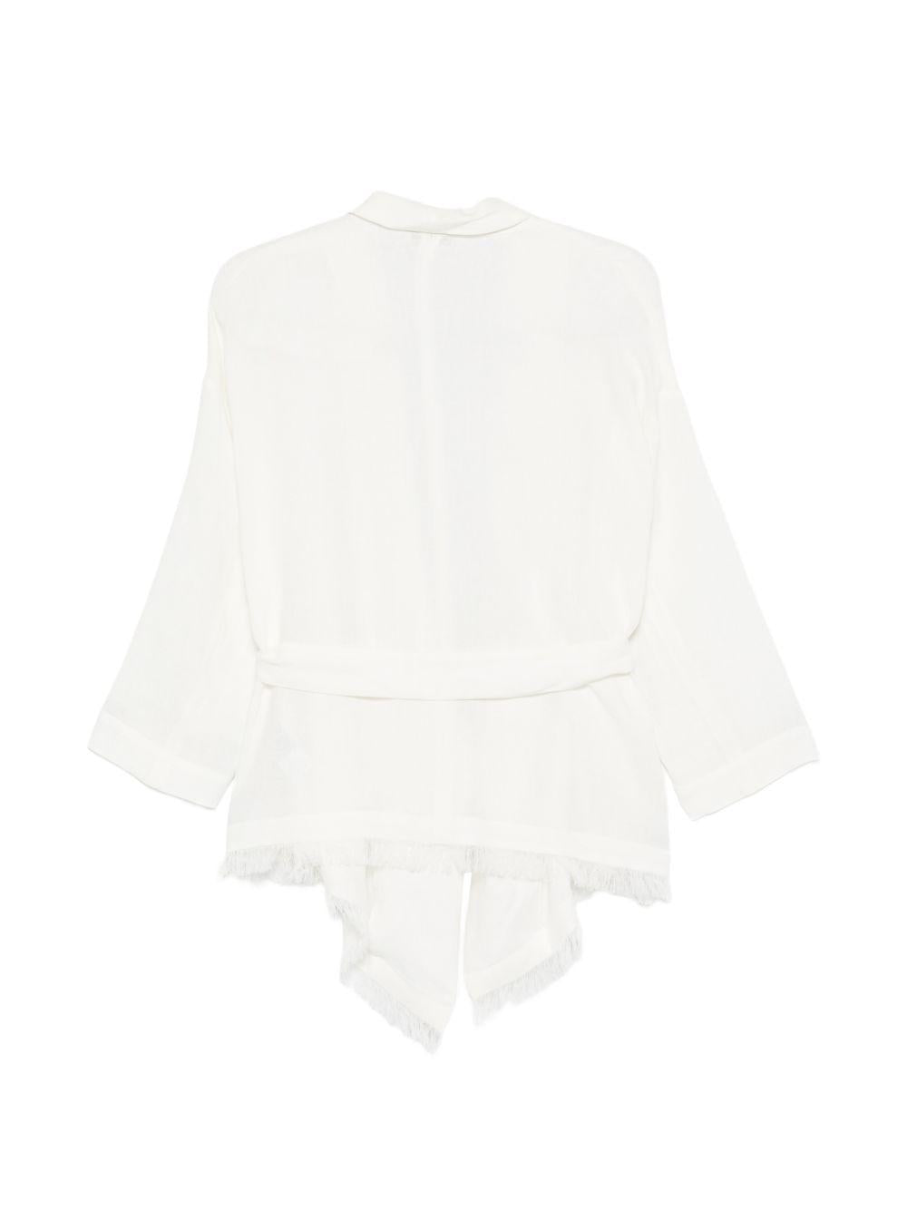 Giacca con cintura e frange in bianco Antonelli - donna 
