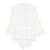 Giacca con cintura e frange in bianco Antonelli - donna 