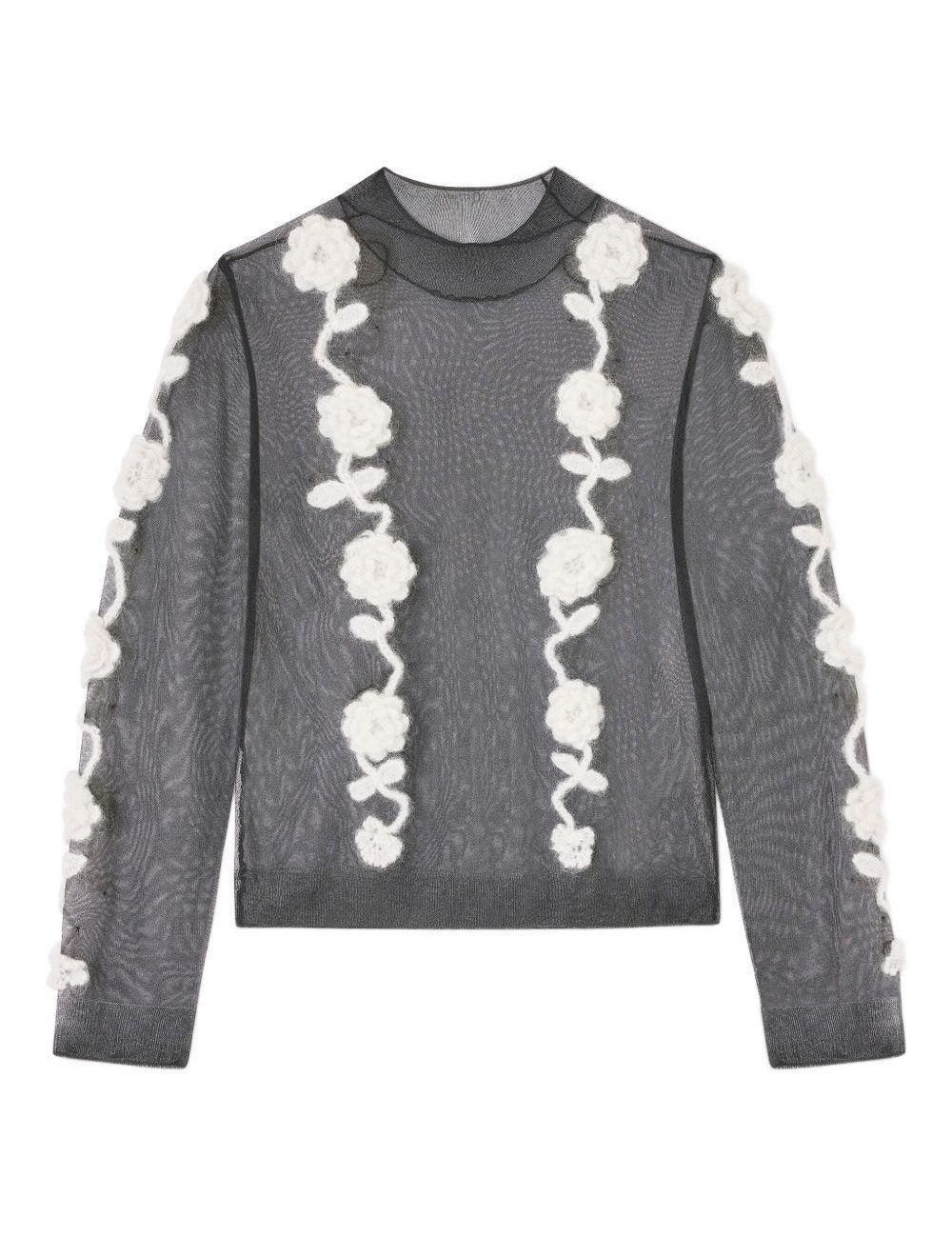 Top semi trasparente con applicazioni in nero e bianco Ganni - donna 
