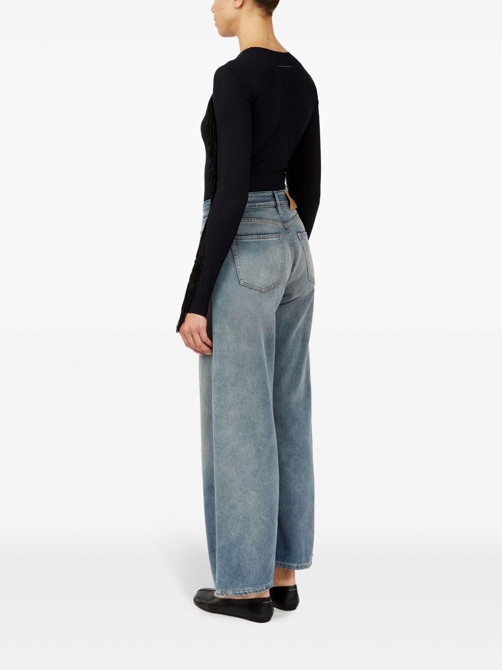 Jeans a gamba ampia con effetto vissuto in blu Mm6 maison margiela - donna 