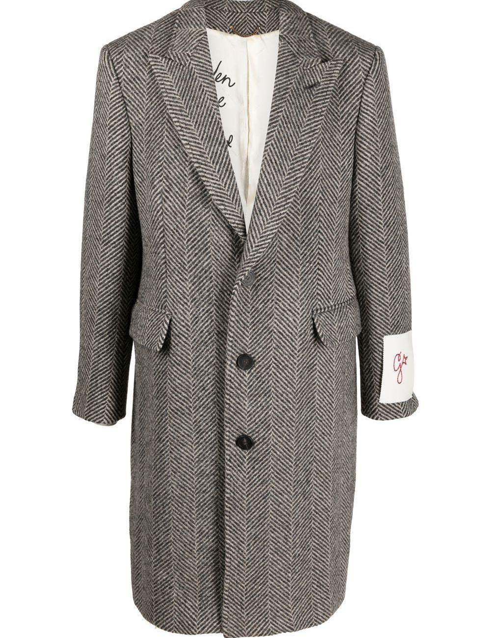 Cappotto monopetto con applicazione in grigio GOLDEN GOOSE - uomo 