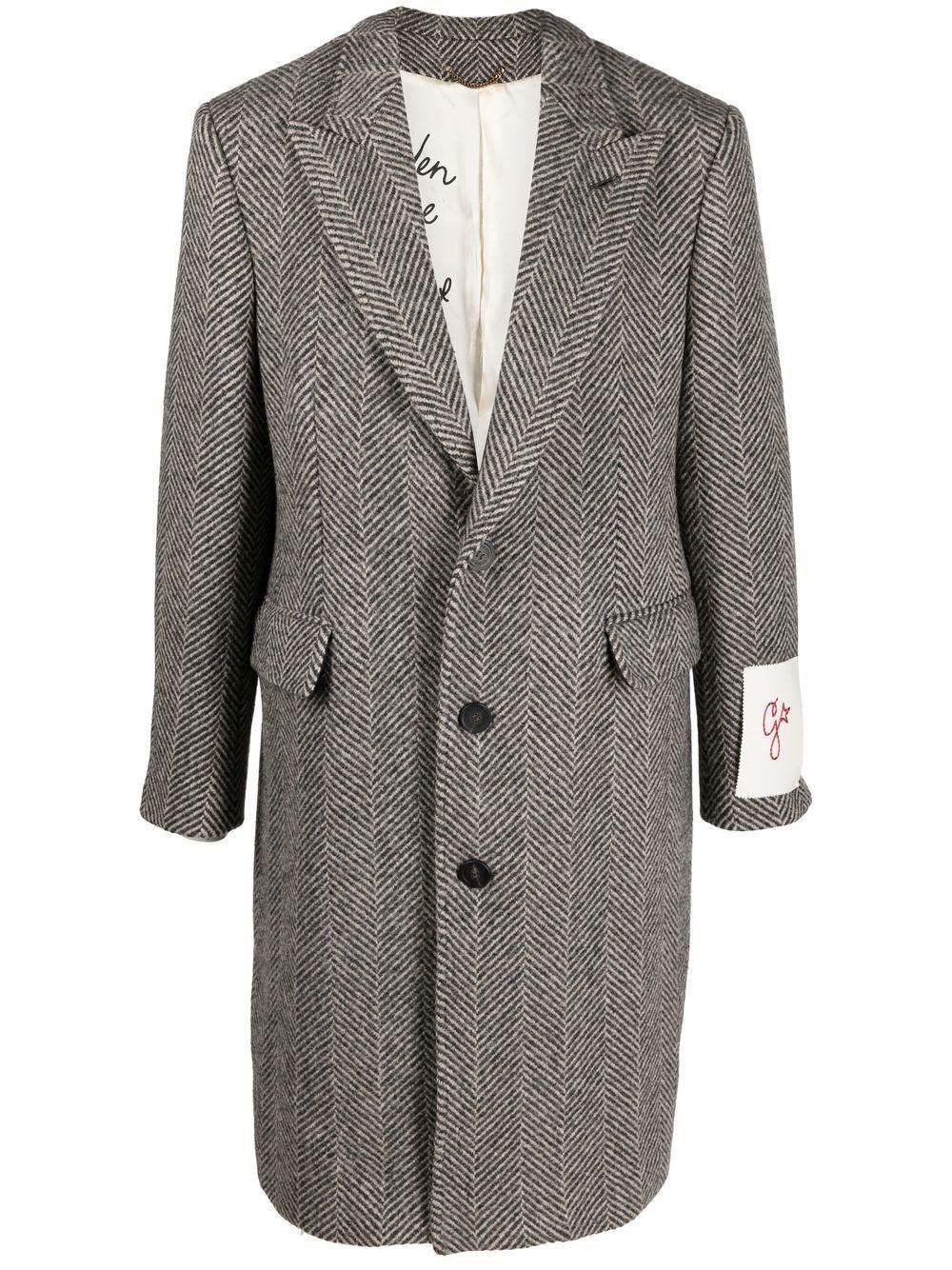 Cappotto monopetto con applicazione in grigio GOLDEN GOOSE - uomo 