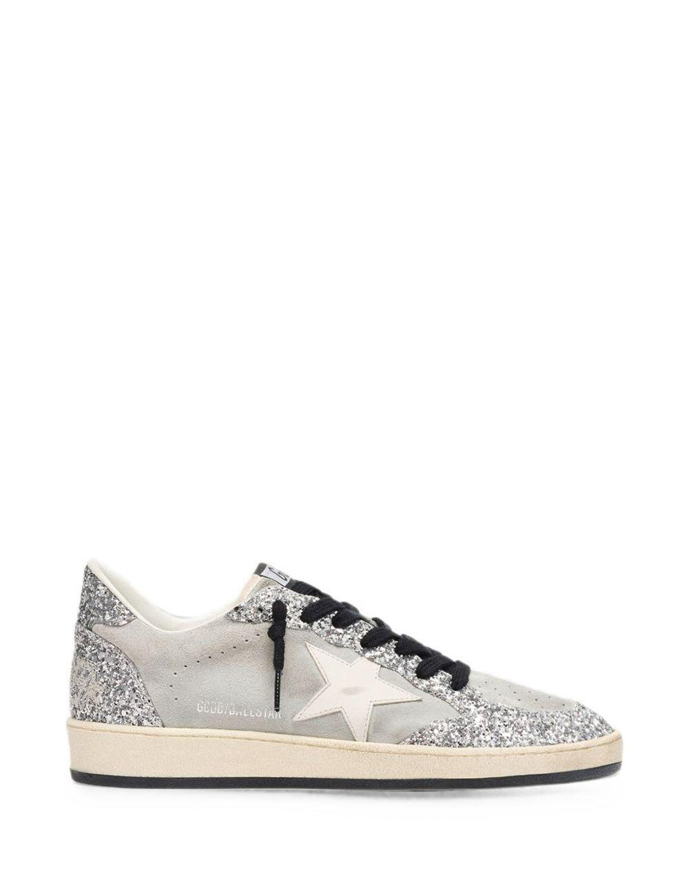 Sneakers ball star con glitter in argento 
