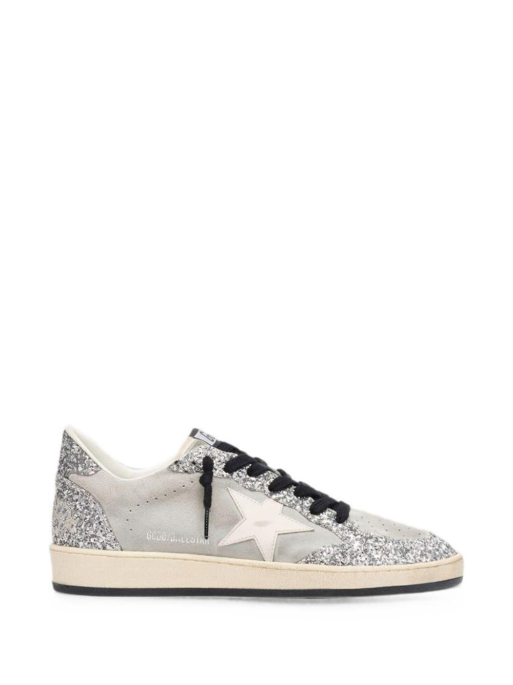 Sneakers ball star con glitter in argento 