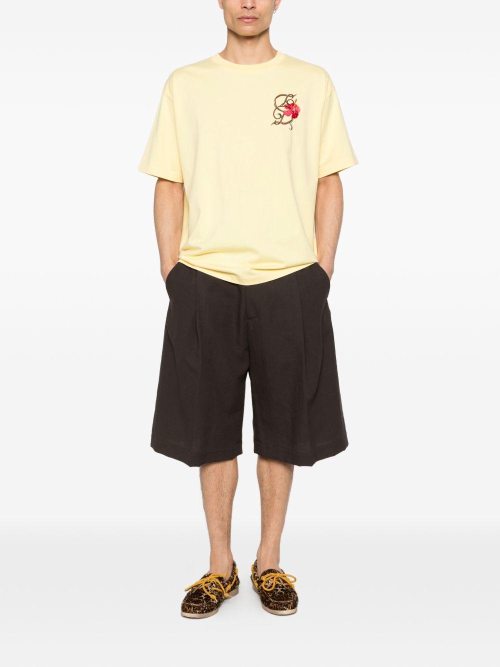 T-shirt D Hibiscus Brodée in giallo Drole de monsieur - uomo 