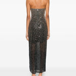 Abito midi con paillettes in nero Rotate - donna 