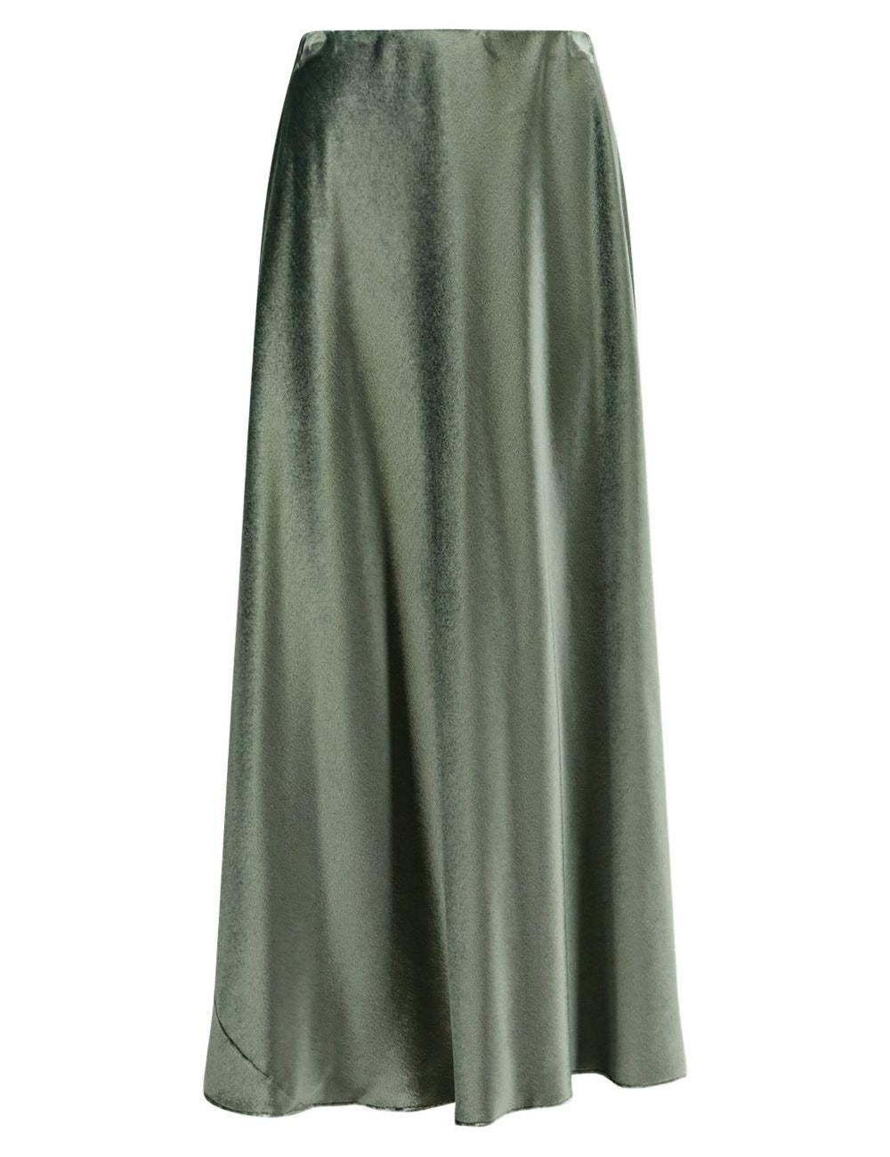 Gonna midi in satin verde Alberta Ferretti - donna 