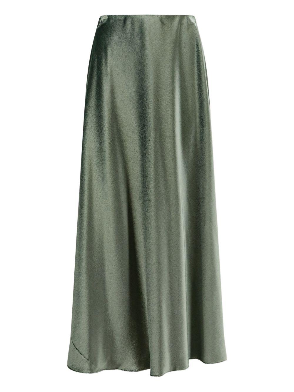 Gonna midi in satin verde Alberta Ferretti - donna 
