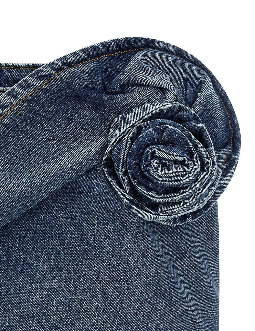 Gonna mini con fiore in denim in blu Magda Butrym - donna 