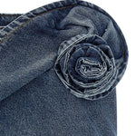 Gonna mini con fiore in denim in blu Magda Butrym - donna 