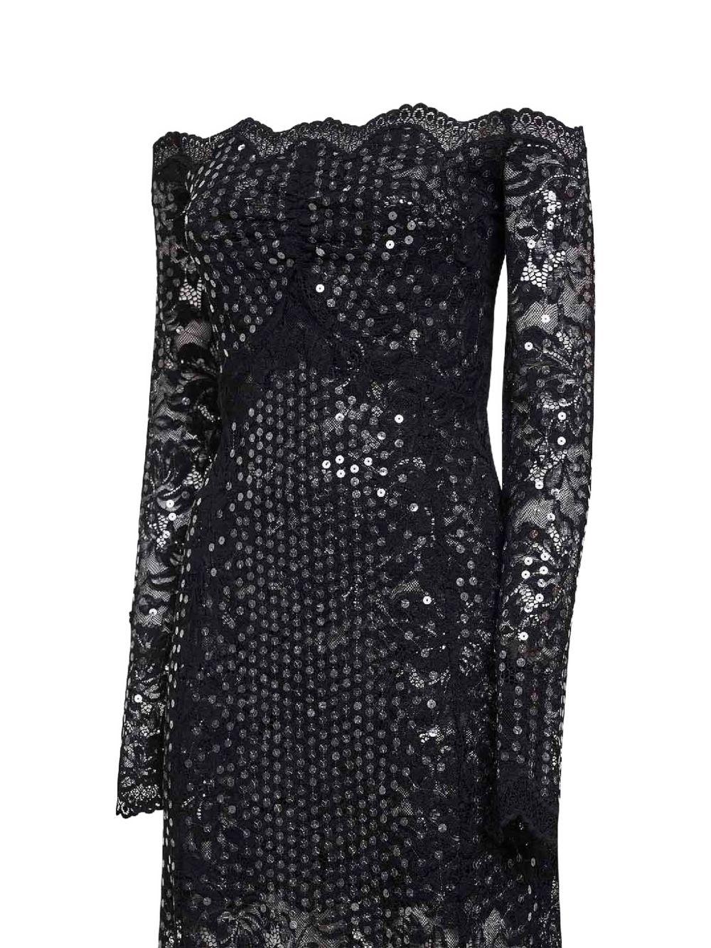 Abito in pizzo con paillettes in nero Rabanne - donna 