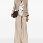 Blazer doppiopetto in lino metallizzato in beige Brunello cucinelli - donna 