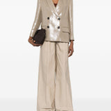 Blazer doppiopetto in lino metallizzato in beige Brunello cucinelli - donna 