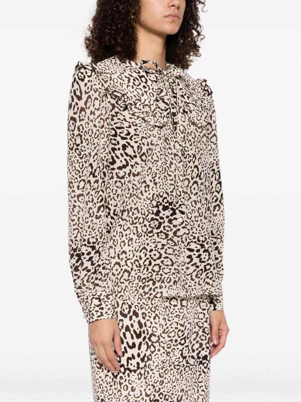 Blusa in seta con stampa leopardata in beige Alessandra rich - donna 