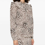 Blusa in seta con stampa leopardata in beige Alessandra rich - donna 