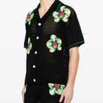 Camicia in maglia con ricamo floreale in nero  Casablanca - uomo 