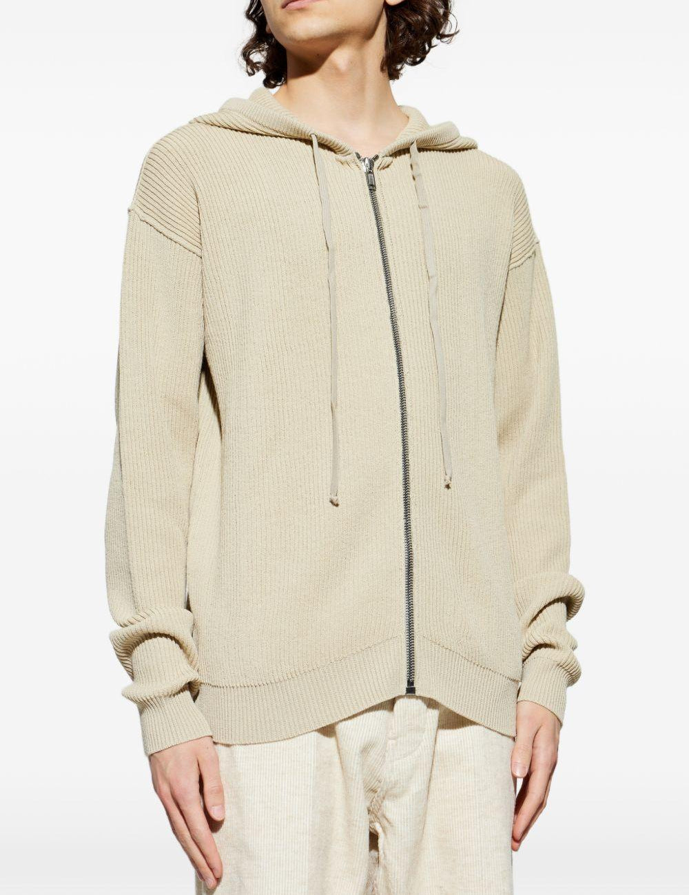 Felpa con zip in beige Rick owens - uomo 