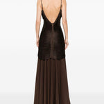 Abito lungo con frange in marrone Bless - donna 