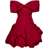 Mini abito con spalle scoperte con dettagli floreali in rosso Magda butrym - donna 