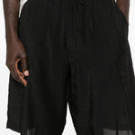 Pantaloncini con coulisse e pieghe in neroY-3 - uomo 