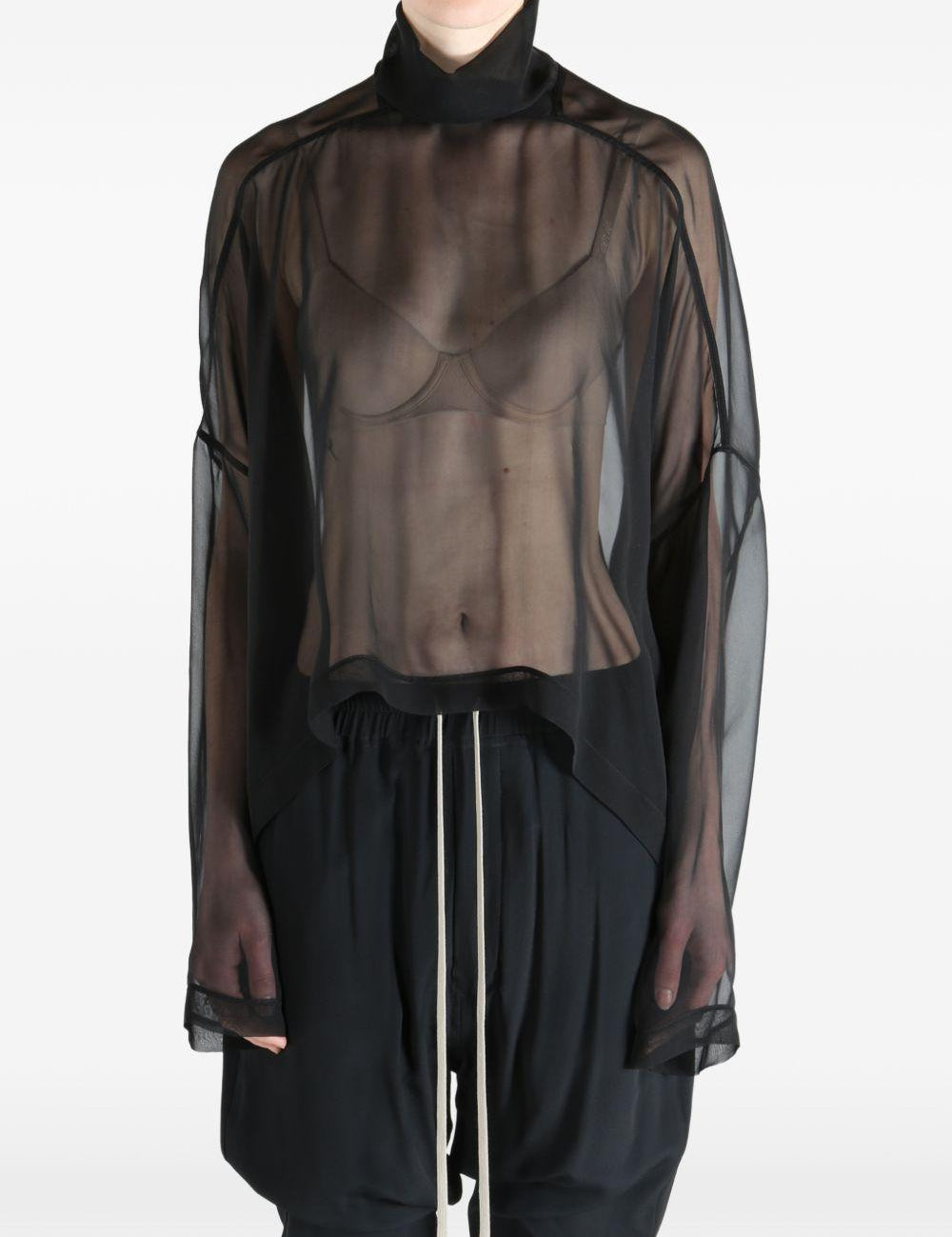 Blusa trasparente Jumbo Tabard in nero Rick owens - donna 