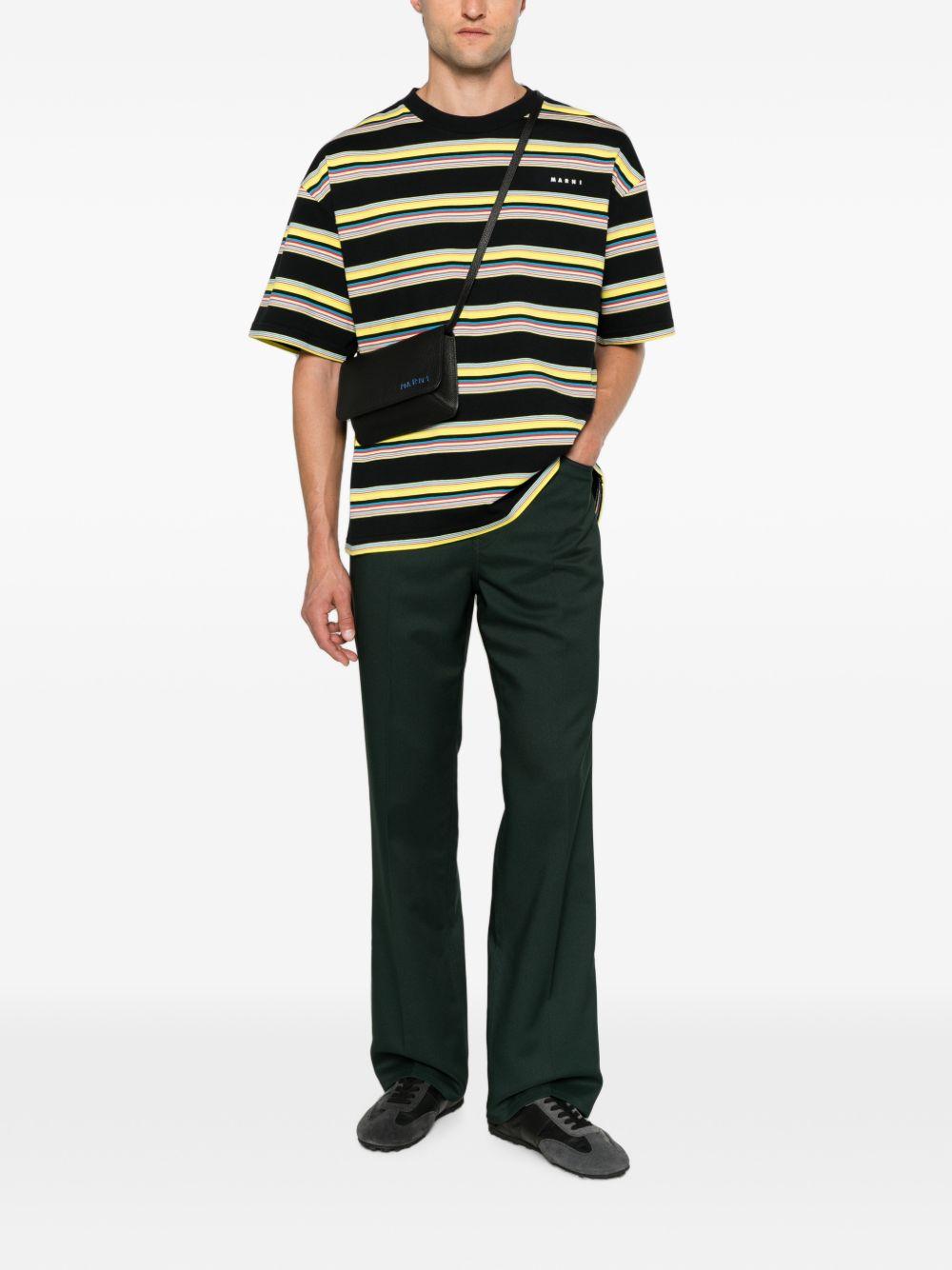 T-shirt a righe in cotone multicolore 