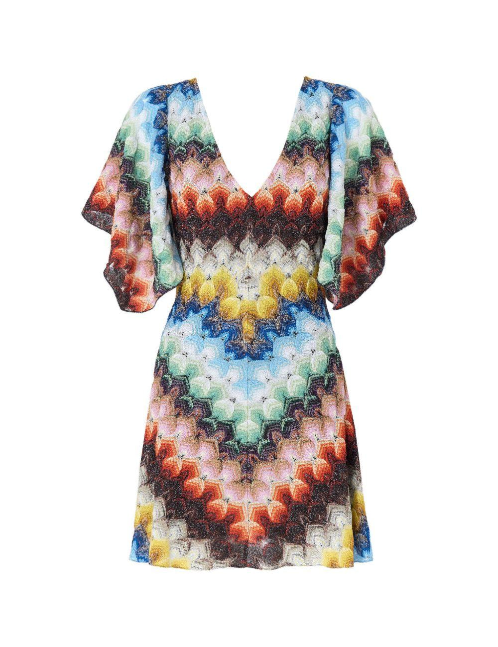Abito corto con scollo a V multicolore Missoni - donna 