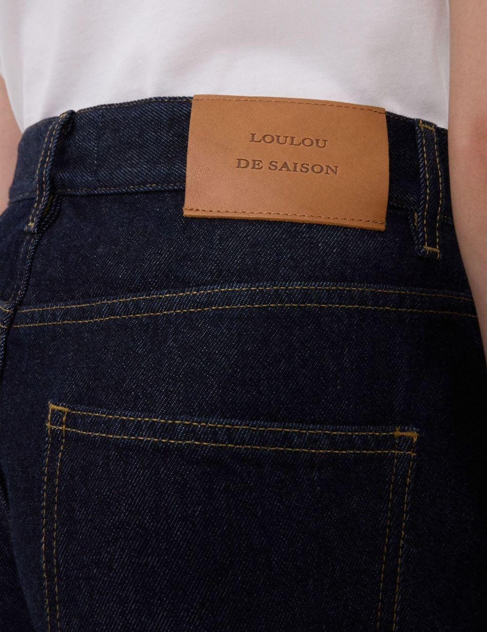 Jeans Samur a cinque tasche con logo e toppa in blu Loulou de saison - donna 