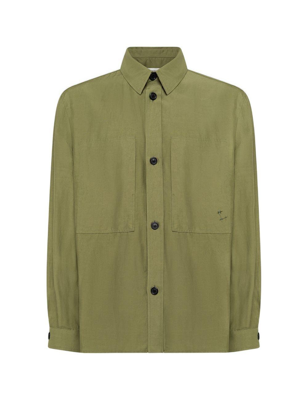 Giacca-camicia con ricamo in verde Laneus - uomo 