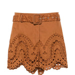 Shorts dune in broderie-anglaise con cintura in marrone Charo ruiz ibiza 1989 - donna 