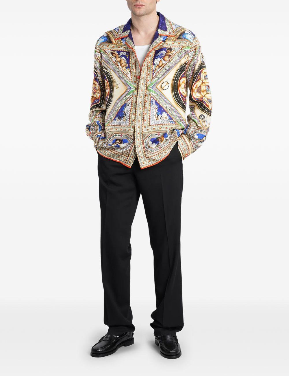 Camicia in seta con stampa grafica multicolore Casablanca - uomo 
