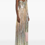 Abito lungo senza spalline con paillettes multicolore Elie saab - donna 