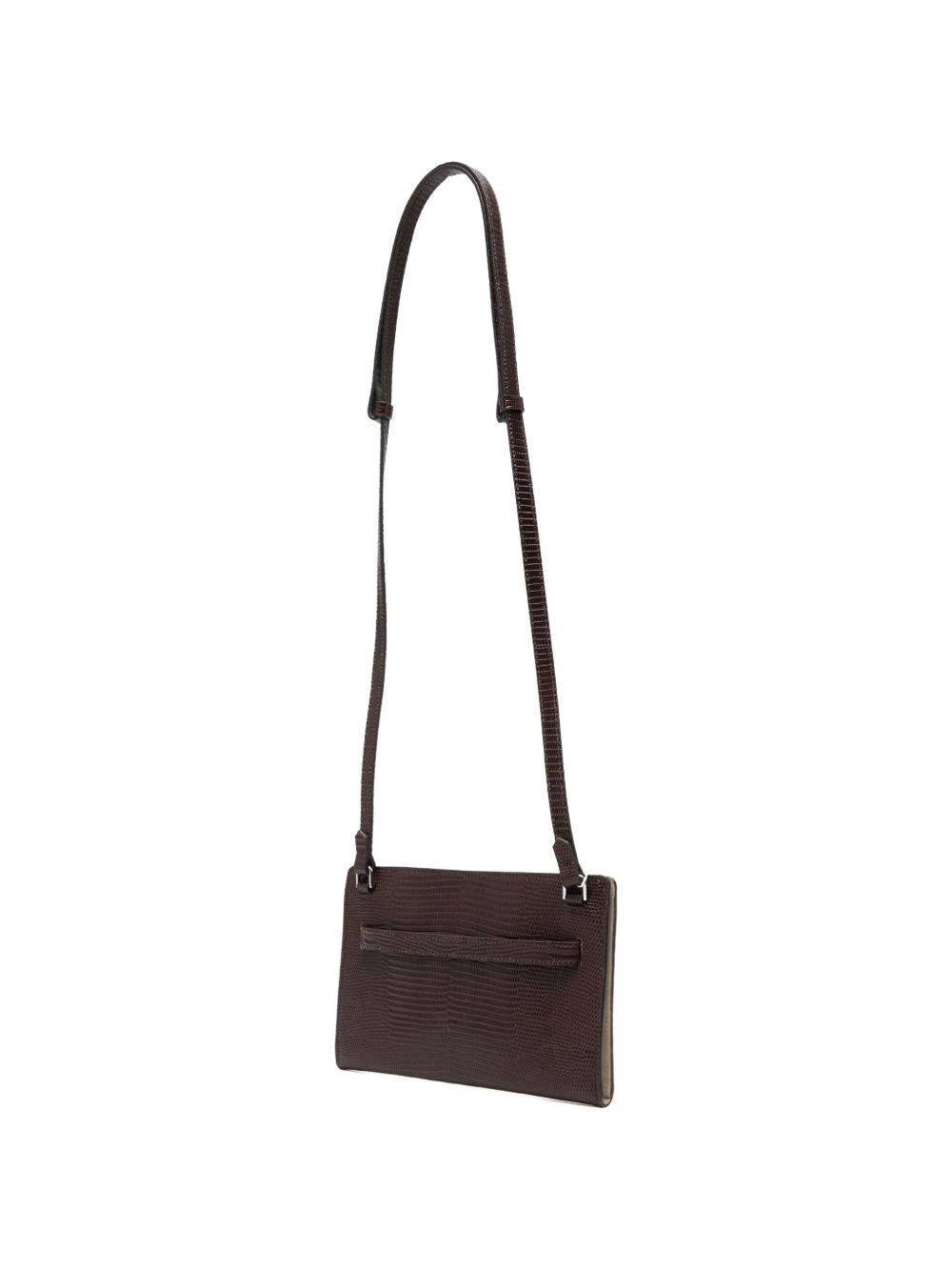 Borsa T-Lock a tracolla in pelle in marrone 