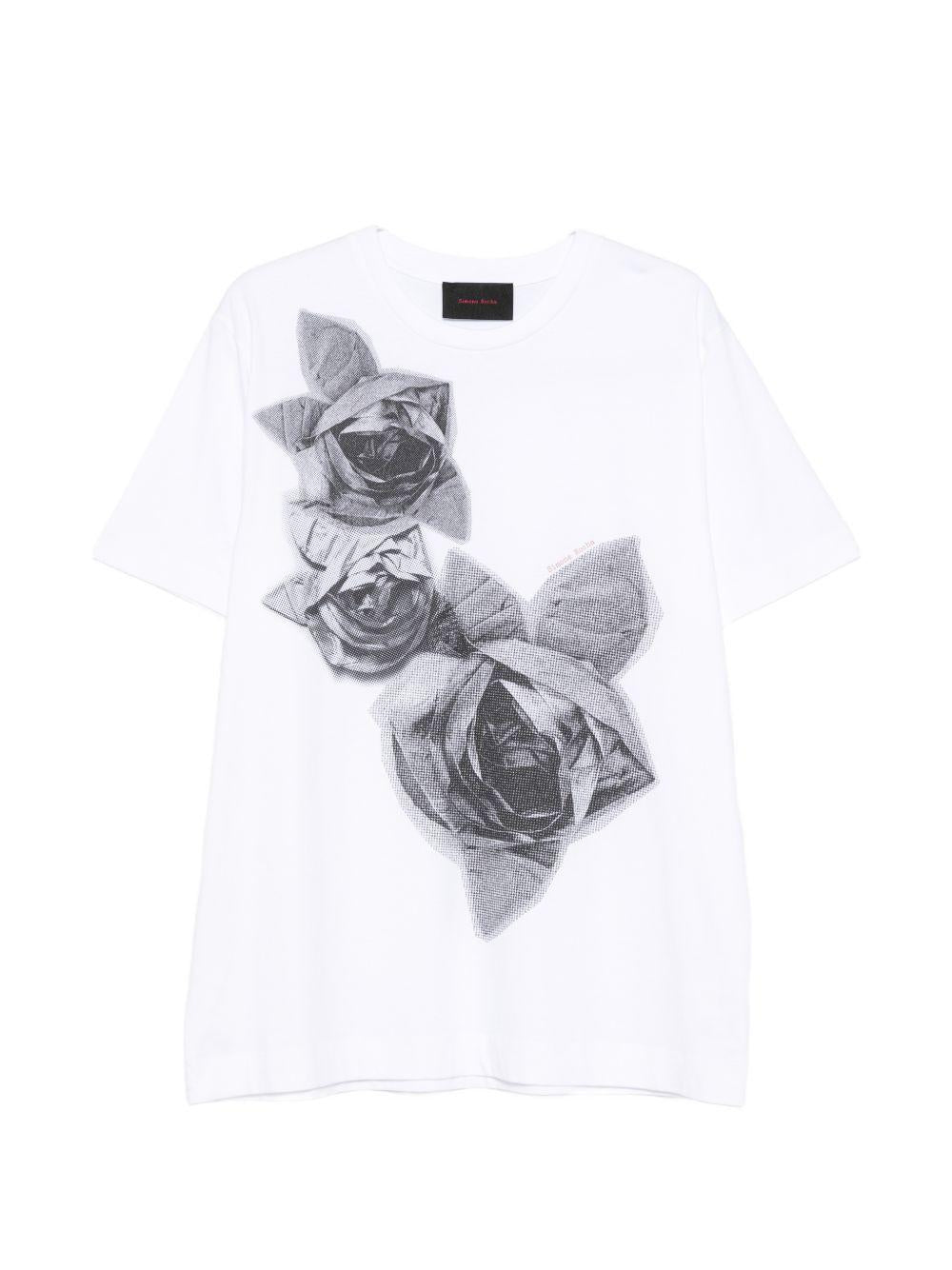 T-shirt con stampa floreale in bianco Simone rocha - uomo 