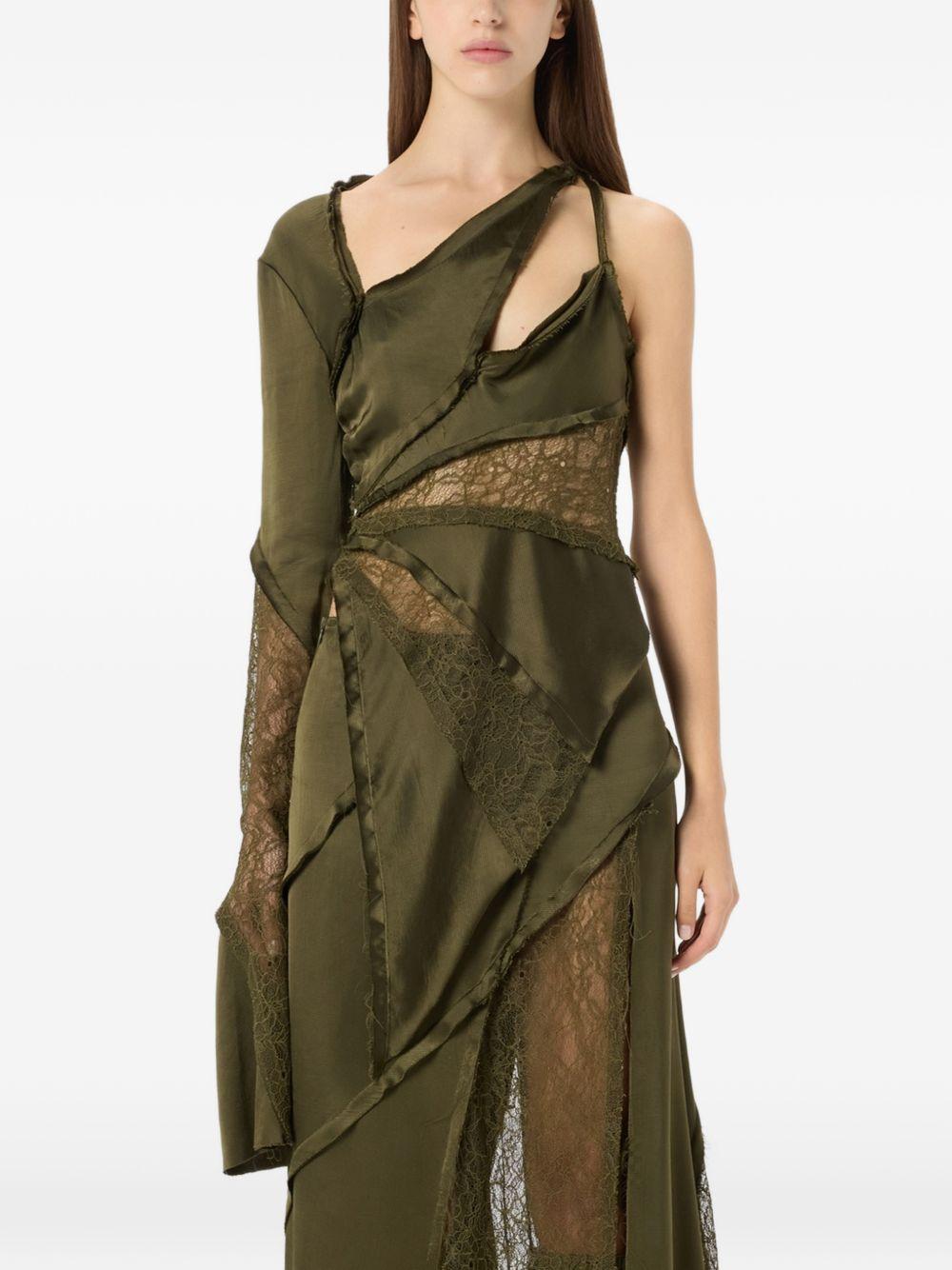 Top in raso con pizzo monospalla in verde Blumarine - donna 