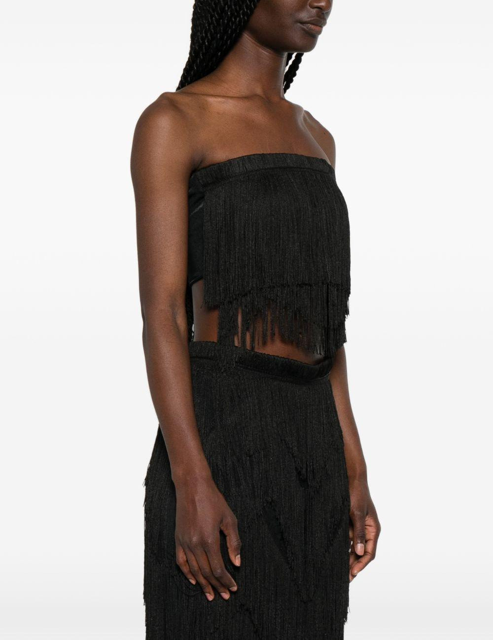 Top con frange in nero Bless - donna 