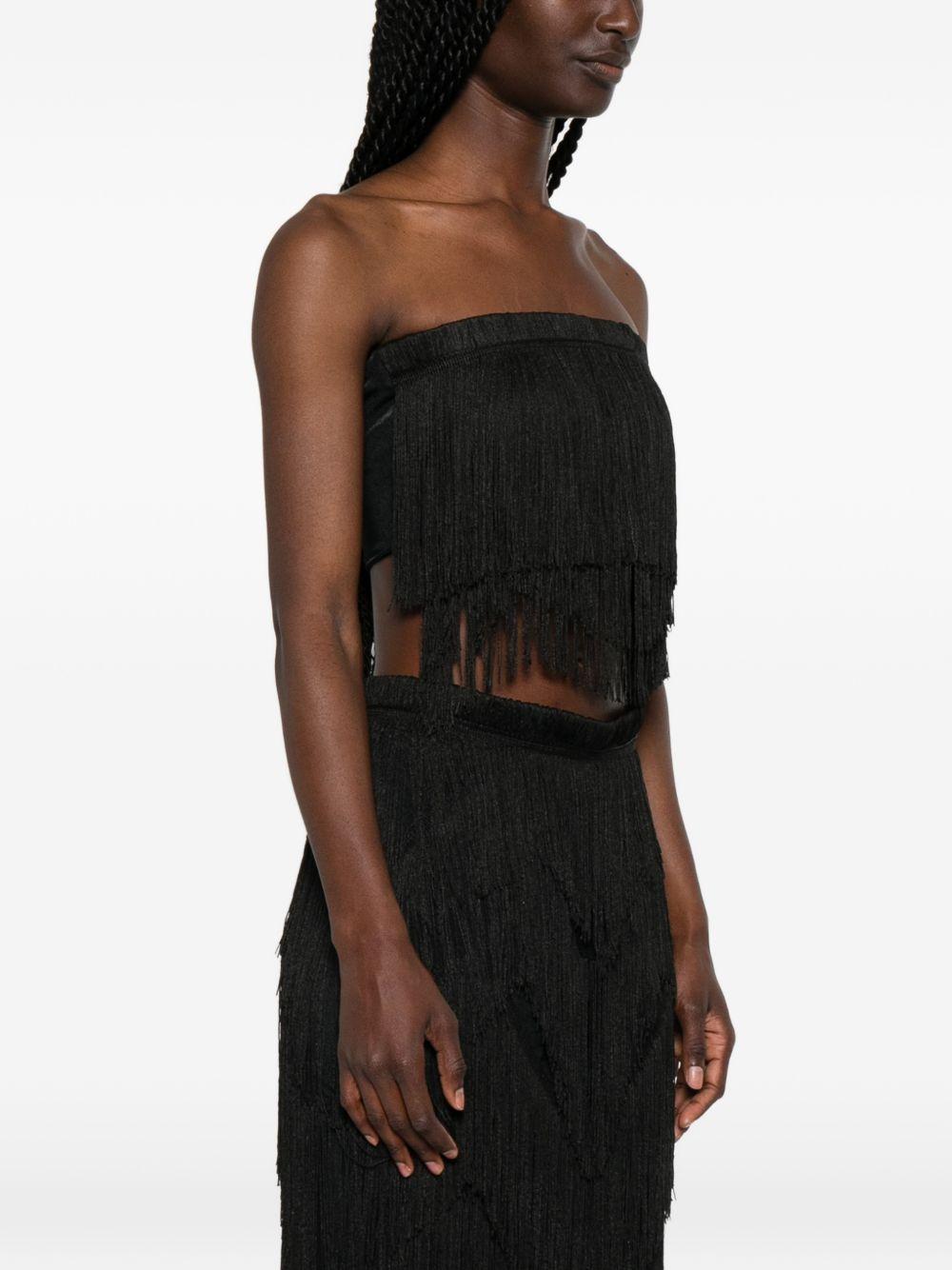 Top con frange in nero Bless - donna 