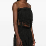 Top con frange in nero Bless - donna 