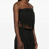 Top con frange in nero Bless - donna 